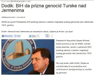 Ντόντικ: «Οι Τούρκοι διέπραξαν γενοκτονία και εναντίον των Σέρβων»