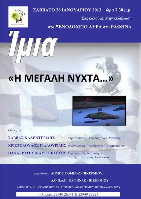 Θυμούνται τη «νύχτα των Ιμίων» σε Ραφήνα – Πικέρμι