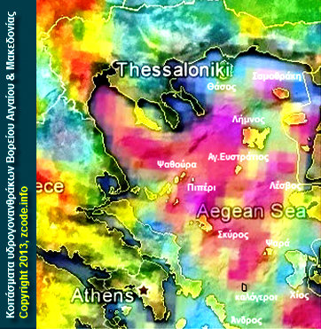 Χάρτης κοιτασμάτων υδρογοναθράκων στο Βόρειο Αιγαίο και στη Μακεδονία