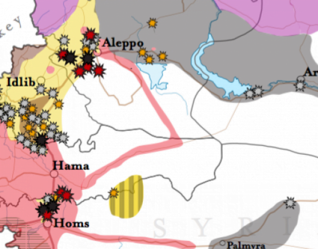 Ο χάρτης των ρωσικών βομβαρδισμών στη Συρία