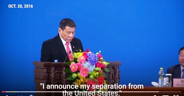 Ο Rodrigo Duterte ανακοινώνει επίσημα τη συμμαχία του με τη Κίνα και τη Ρωσία