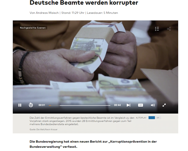 «Πρωταθλητές» διαφθοράς οι Γερμανοί δημόσιοι υπάλληλοι