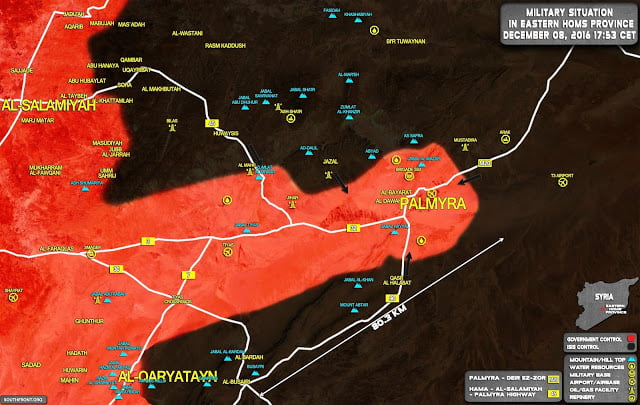 Συρία: σφοδρή επίθεση του Ισλαμικού Κράτους για περικύκλωση της Παλμύρας στις 8 Δεκεμβρίου 2016