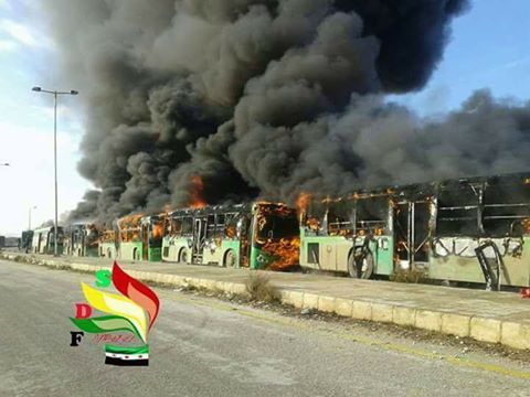 ΕΚΤΑΚΤΟ ΙΝΤΛΙΜΠ – Το Μέτωπο αλ-Νούσρα έκαψε 8 λεωφορεία που θα έκαναν την εκκένωση των σιιτικών χωριών Κεφραγιά και Φουάα.