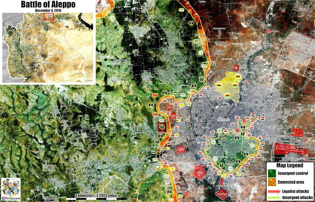 updated 22:30LT – Επισκόπηση της στρατιωτικής κατάστασης στο Χαλέπι στις 4 Δεκεμβρίου 2016