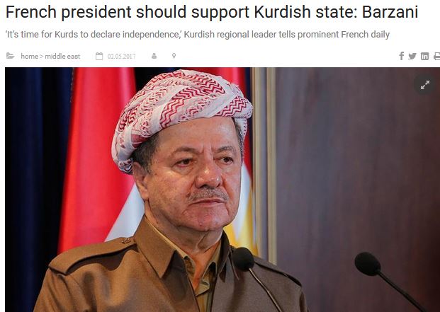 Ο Μασούντ Μπαρζανί ελπίζει ο νέος πρόεδρος της Γαλλίας θα υποστηρίξει την ανεξαρτησία του Κουρδιστάν