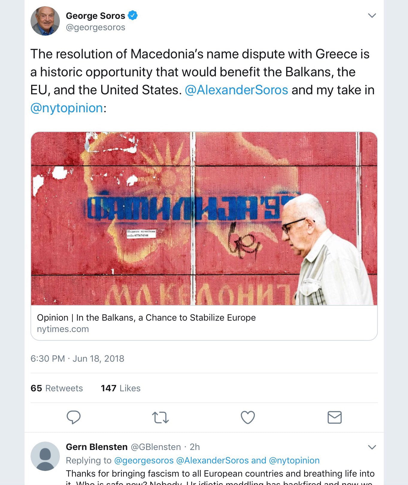 Άρθρο του Σόρος για τη συμφωνία των Πρεσπών, με φόντο τη “Μεγάλη Μακεδονία” – Αν αυτό δεν είναι εθνική προδοσία, τι είναι;