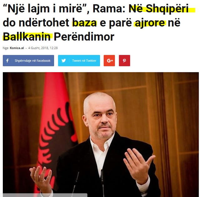 «Καλά Νέα» από τον Ράμα: Στην Αλβανία η πρώτη νατοϊκή βάση στα Δυτικά Βαλκάνια