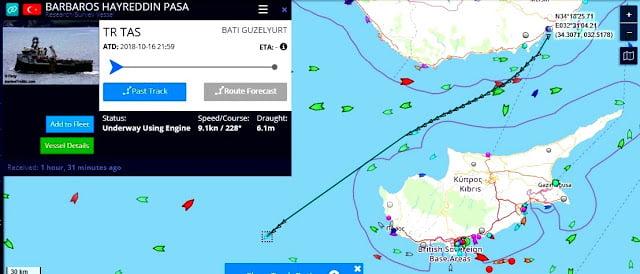 Το BARBAROS πλέει ήδη κοντά στην Κύπρο- Χάρτης