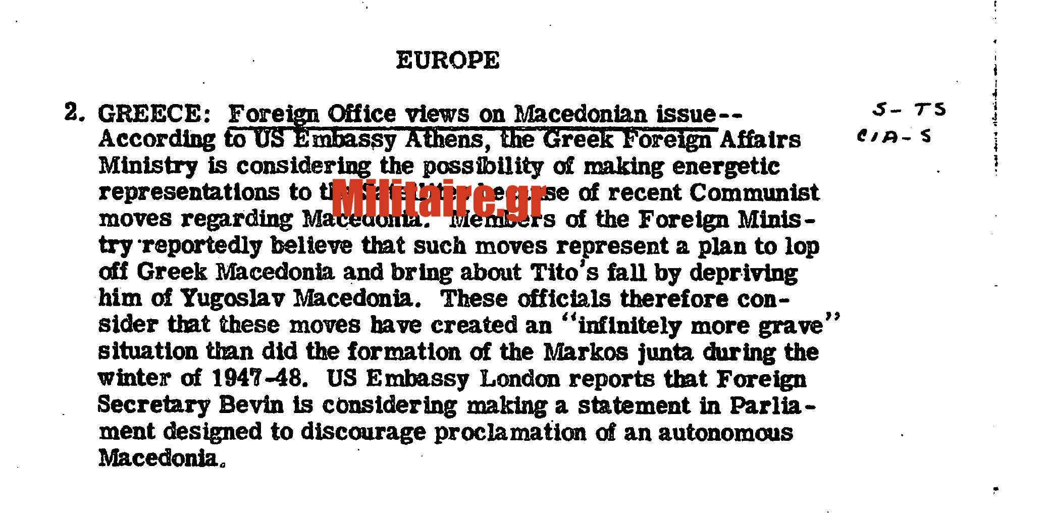 Τα απόρρητα έγγραφα της CIA για το “Μακεδονικό” από το 1949! Τι έγραφαν για “ελληνική εισβολή στην Αλβανία”