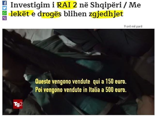 Ιταλικό κανάλι- RAI 2: Με τα χρήματα των ναρκωτικών στην Αλβανία αγοράζουν ψήφους