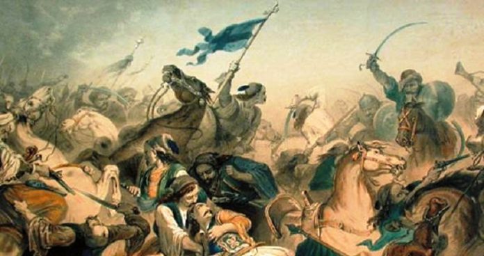 Η μάχη στο χωριό Λαντζόι της Ηλείας στις 10 Μαΐου 1821. Ηρωικός θανατος του οπλαρχηγού Χαράλαμπου Βιλαέτη.