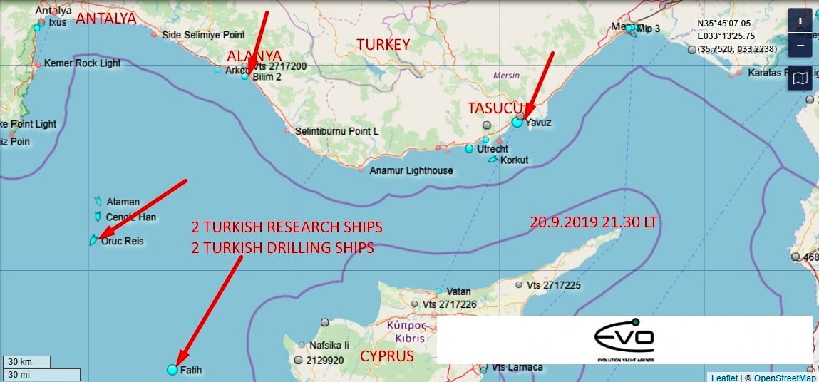 Πολύ αρθρογραφία για τις κινήσεις των 5 τουρκικών πλοίων έρευνας και γεωτρήσεων, δείτε τη πραγματικότητα στους χάρτες της Marine Traffic