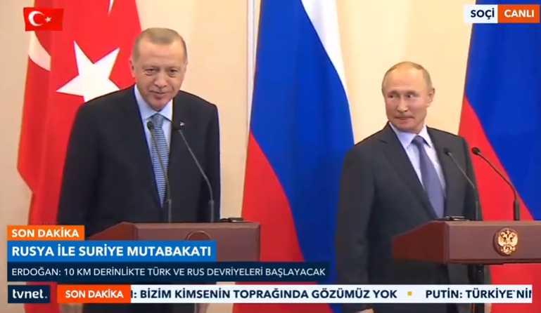 Συμφωνία Πούτιν – Ερντογάν: Αποχώρηση Κούρδων και κοινές περιπολίες Τουρκίας-Ρωσίας