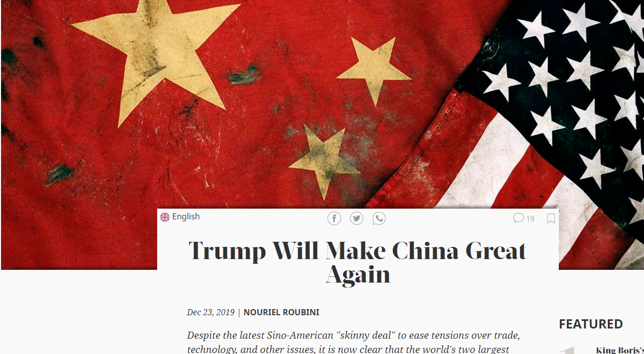 Ρουμπινί: Η Κίνα ακόμη πιο ισχυρή – χάρη στον Τραμπ