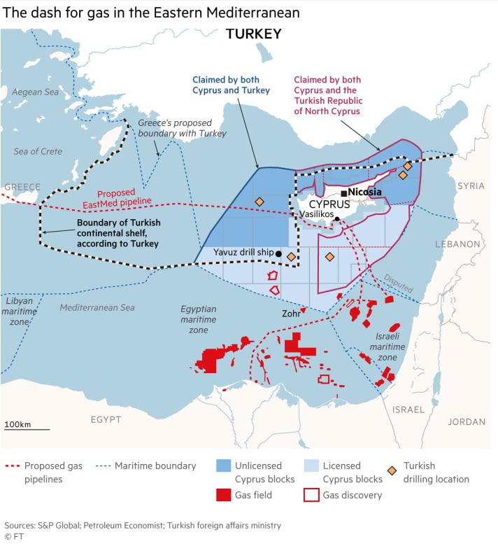 FT : Παιχνίδια εξουσίας της Τουρκίας στη Μεσόγειο