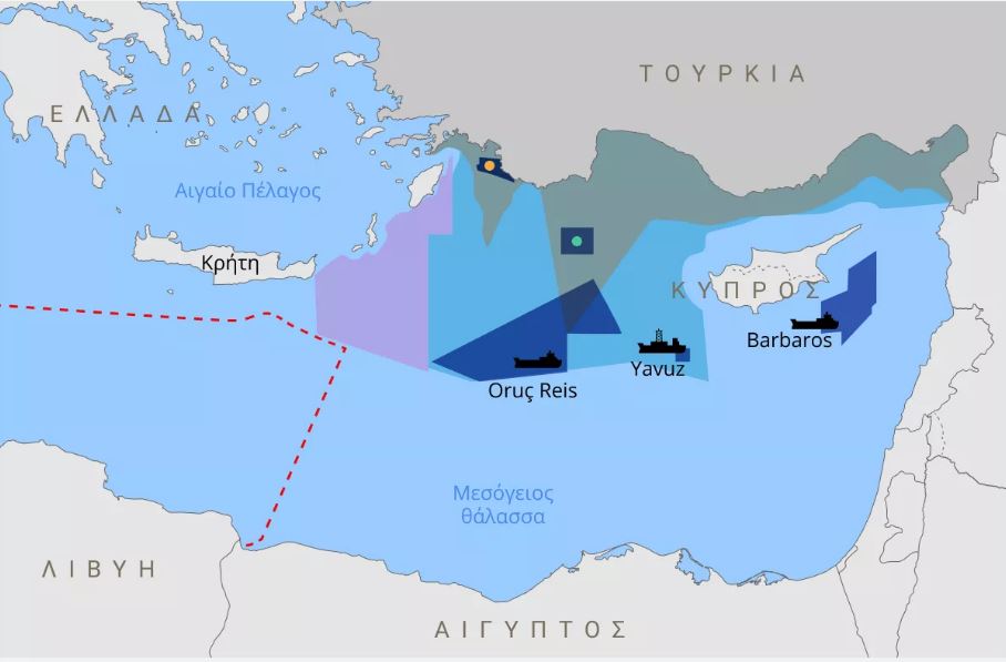 Αυτές ήταν οι τελευταίες ενέργειες της Τουρκίας στην Ανατολική Μεσόγειο (χάρτης)