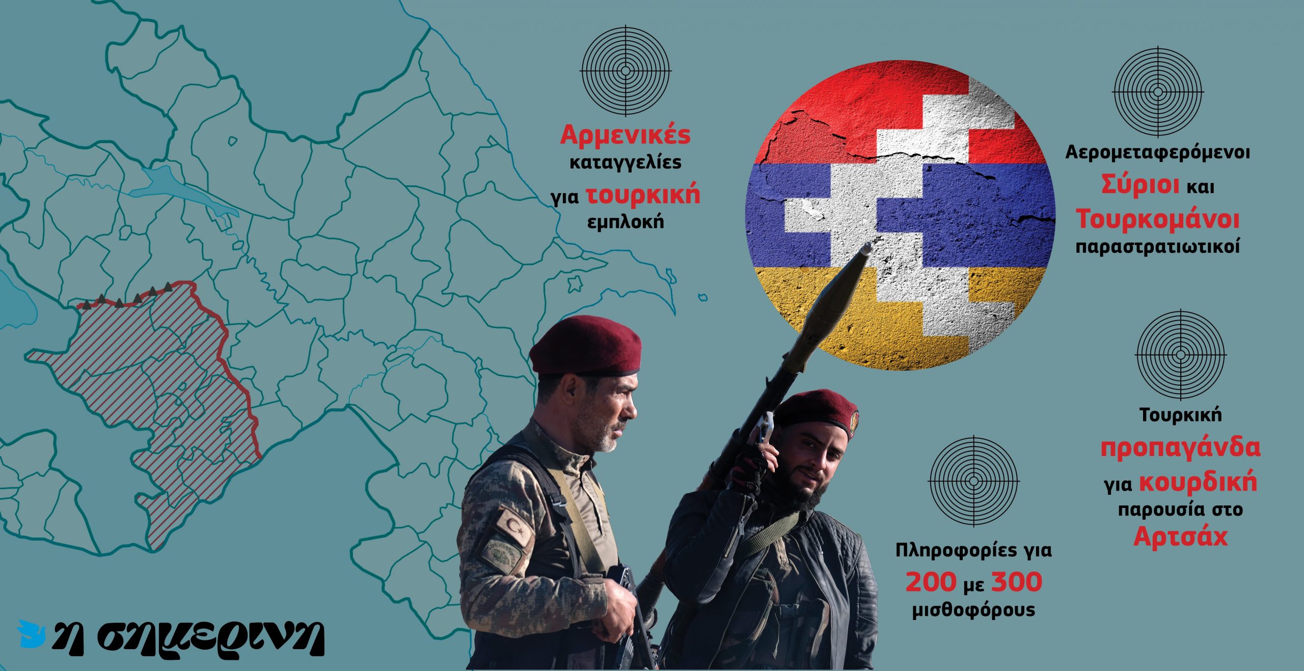 Σύροι και Τουρκομάνοι μισθοφόροι της Τουρκίας στο Αρτσάχ – Προπαγάνδα για συνεργασία Κούρδων-Αρμενίων