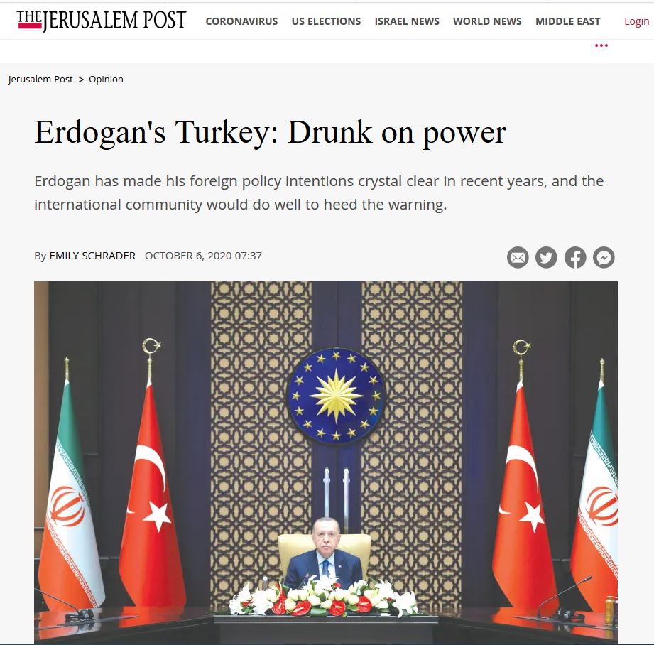 Jerusalem Post: Μεθυσμένη για εξουσία η Τουρκία του Erdogan και κακόπιστος παίκτης