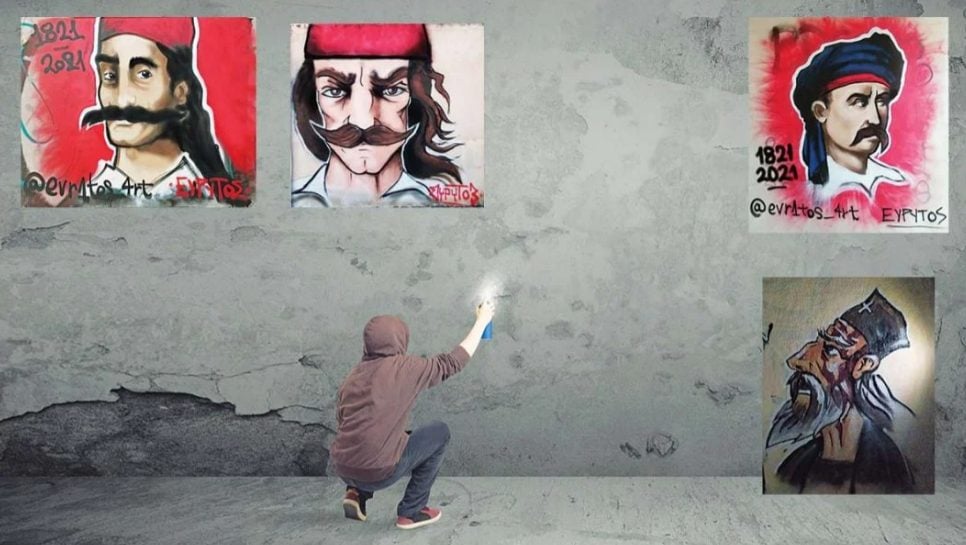 Εύγε! Εύρυτος: Ο γκραφιτάς της Επανάστασης – Γεμίζει την Αθήνα με ηρωικές μορφές