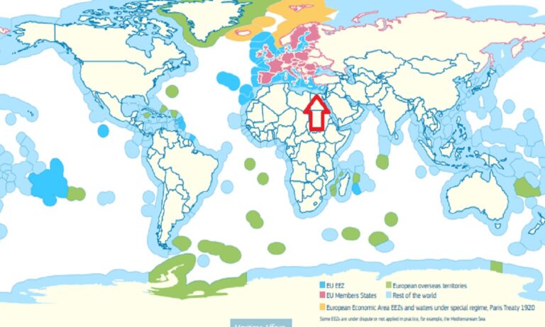 H EE σβήνει την Τουρκία από την Αν.Μεσόγειο! Χάρτης επιβεβαιώνει ότι η Ελληνική ΑΟΖ συνορεύει με την Κυπριακή