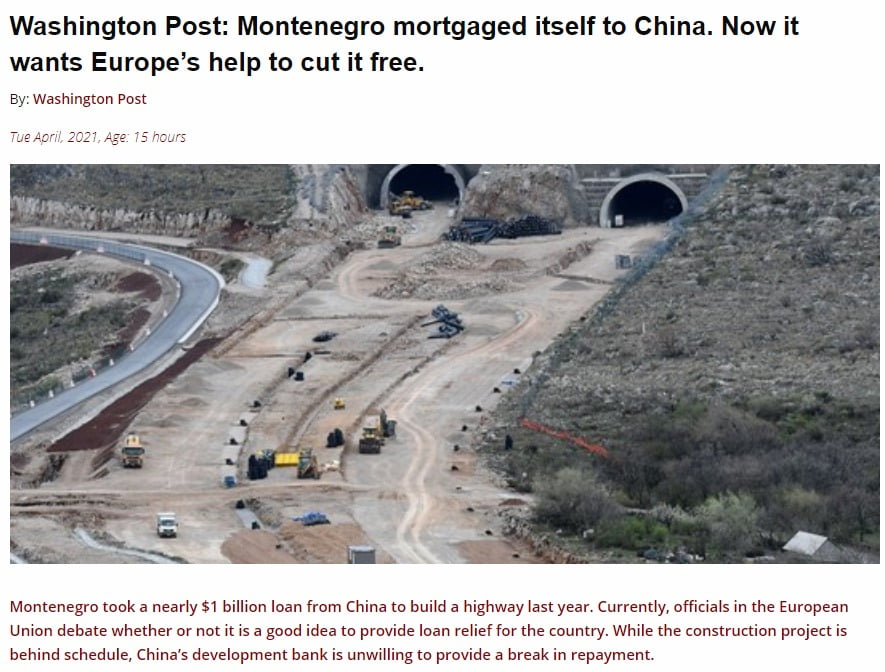 Το κινεζικό δάνειο που «γονάτισε» την οικονομία του Μαυροβουνίου
