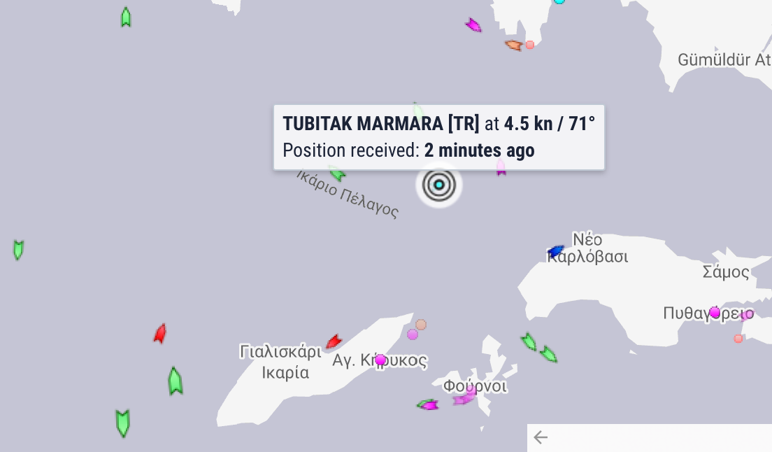 Εξόφθαλμη καταπάτηση! Το Tubitak Marmara πλέει ανενόχλητο στο Ικάριο Πέλαγος