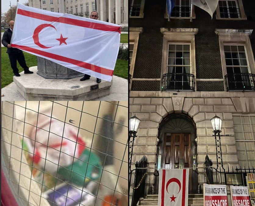 Ακραία πρόκληση Τουρκοκυπρίων: Κρέμασαν σημαία του ψευδοκράτους στο Προξενείο της Κύπρου στο Λονδίνο