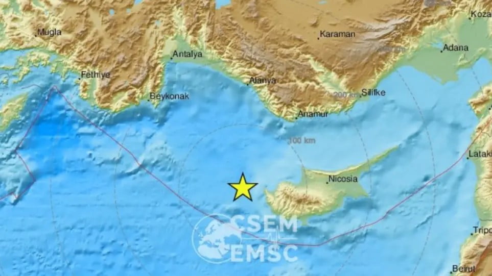 Σεισμική δόνηση 6,3 βαθμών ανοικτά της Κύπρου