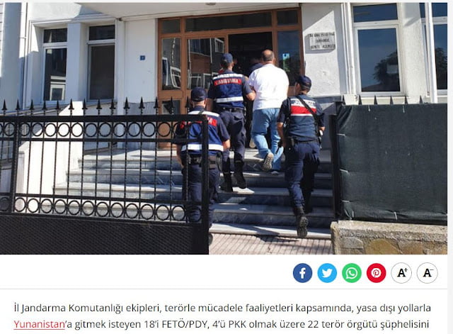 Τουρκία: Συνελήφθησαν στην Αδριανούπολη 22 Τούρκοι που προσπάθησαν να διαφύγουν στην Ελλάδα