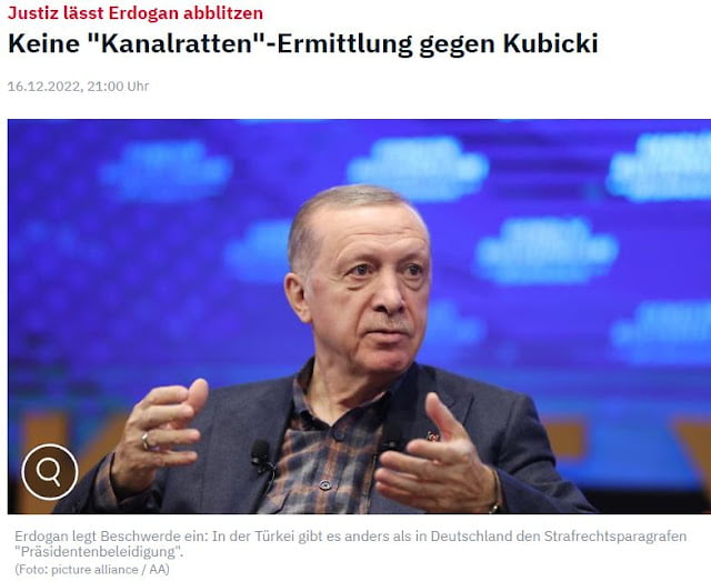 Γερμανική εισαγγελία: Δεν είναι βρισιά «αρουραίος των υπονόμων» για τον Ερντογάν….