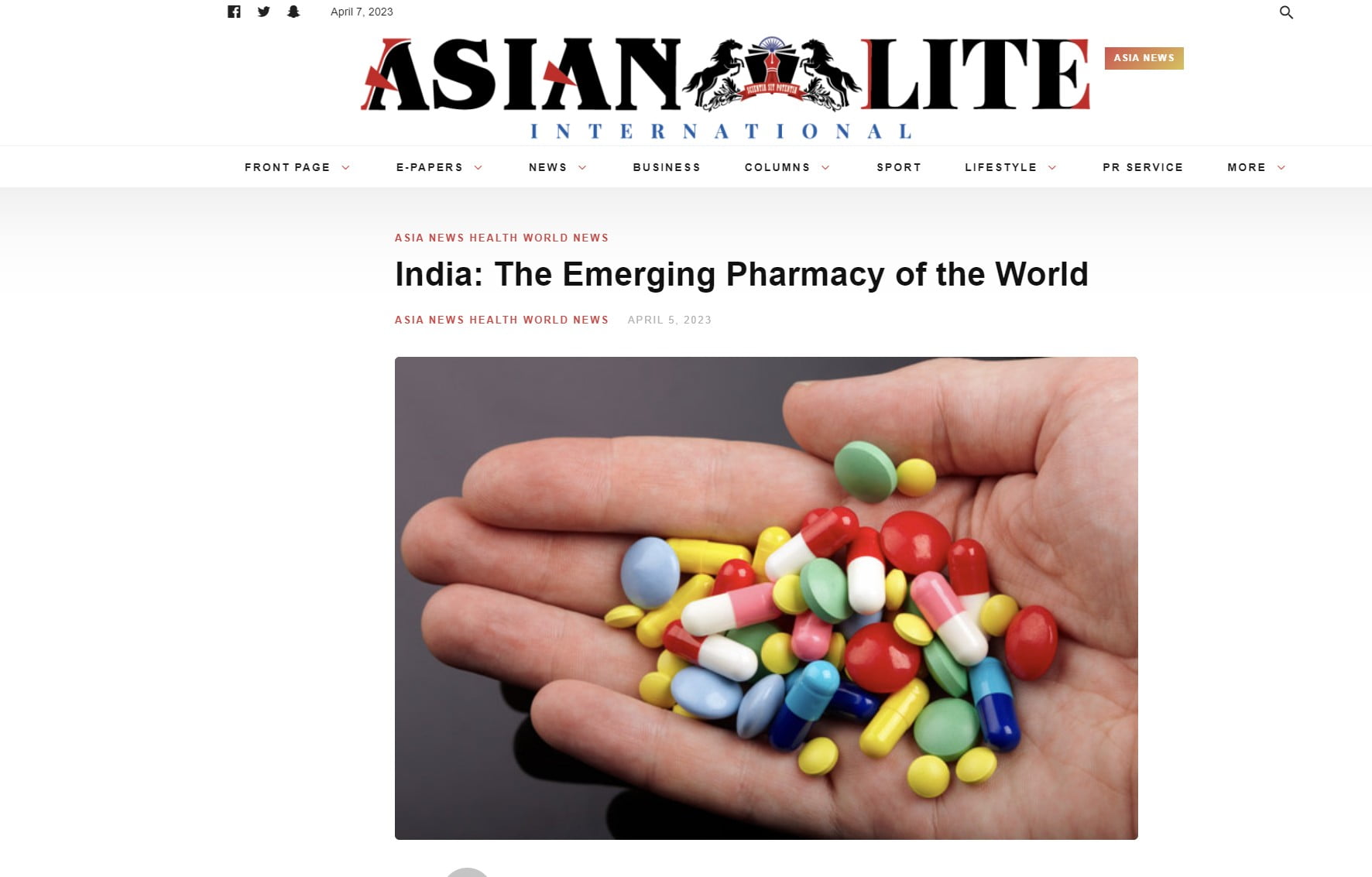 Asian Life International: Η Ινδία αναδεικνύεται σε παγκόσμιο φαρμακείο!