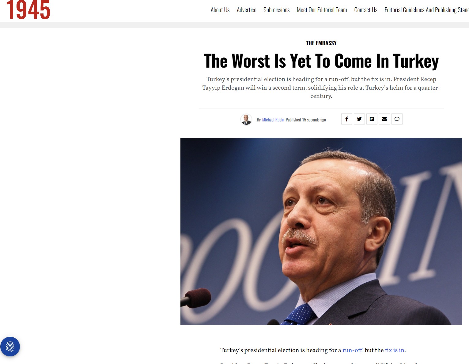 Άλλο ένα άρθρο-μαχαιριά του Μάικλ Ρούμπιν για Ερντογάν με αφορμή τον πρώτο γύρο των εκλογών! “Θα μπορούσε να γίνει ο πρώτος τρισεκατομμυριούχος στον κόσμο – Τα χειρότερα έρχονται για την Τουρκία”
