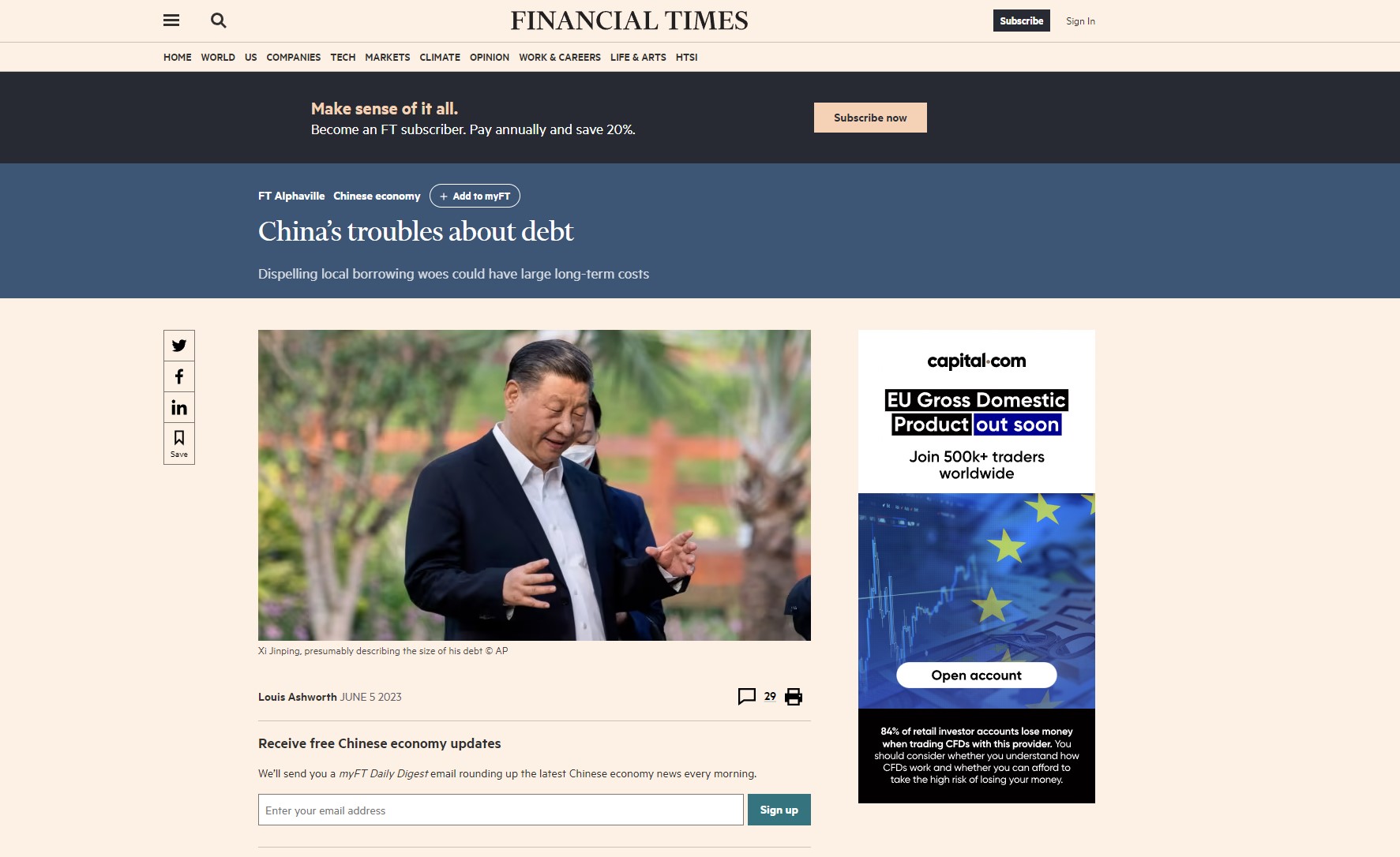 Financial Times: China’s troubles about debt