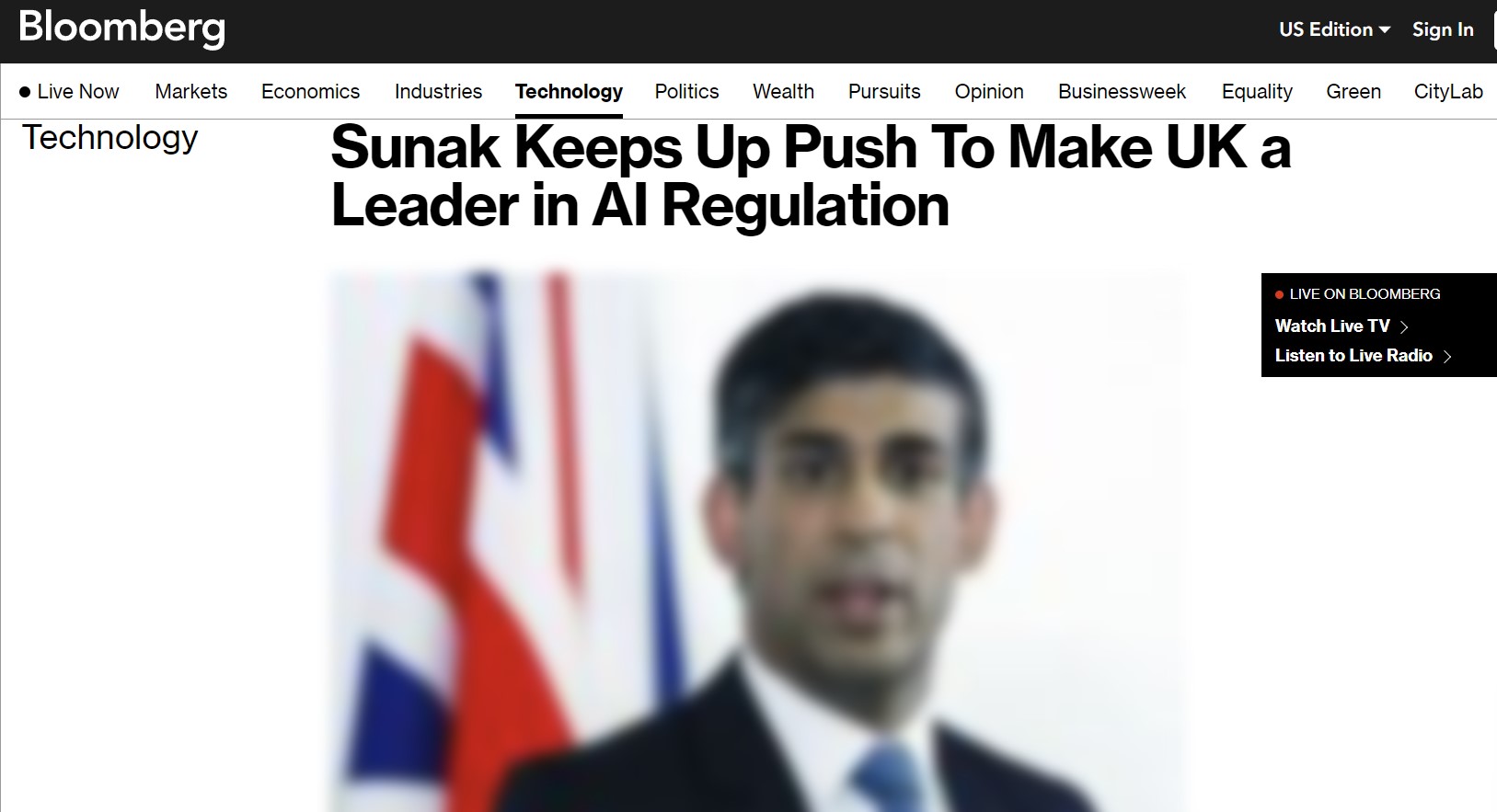 Bloomberg: O Sunak θέλει να δώσει ηγετικό ρόλο στη Βρετανία στην αγορά της τεχνητής νοημοσύνης