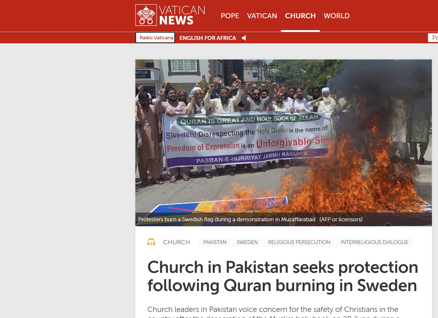 SOS για την εκκλησία στο Πακιστάν! Φοβούνται αντίποινα για την καύση του Κορανίου στη Σουηδία – Κόλαση για τον χριστιανισμό η χώρα