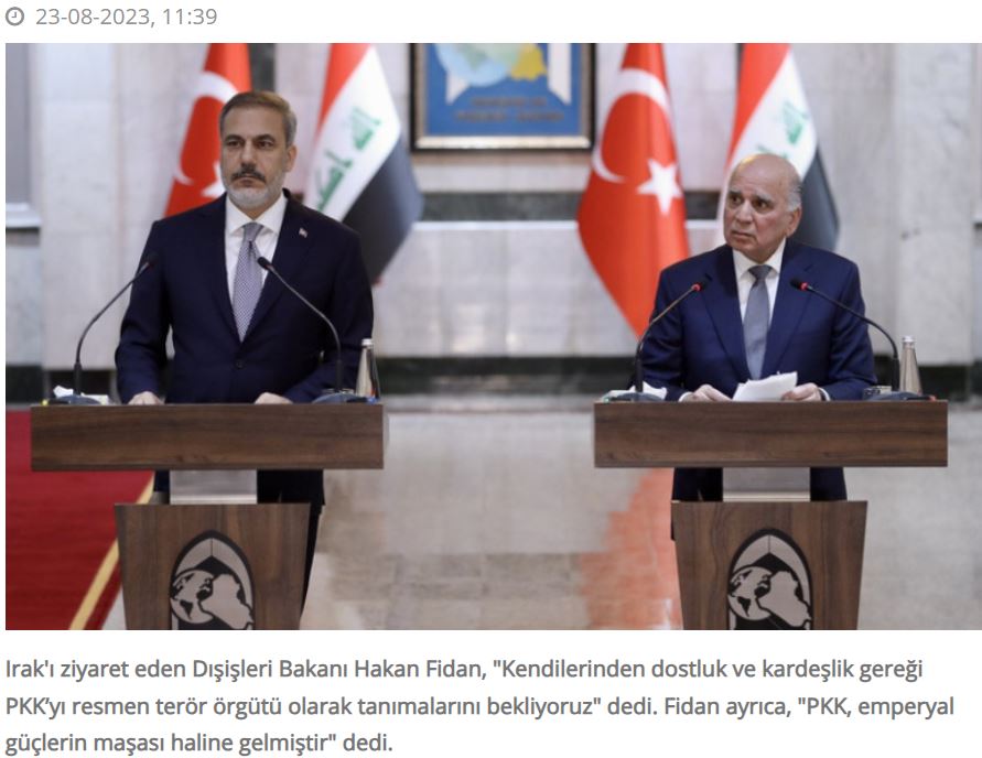 Ο ΥΠΕΞ Τουρκίας ζήτησε από το Ιράκ να αναγνωρίσει το PKK ως τρομοκρατική οργάνωση