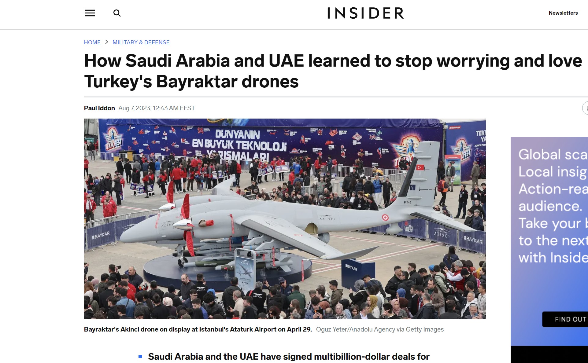 Insider: Πώς η Σαουδική Αραβία και τα Ηνωμένα Αραβικά Εμιράτα έμαθαν να σταματούν να ανησυχούν και να αγαπούν τα drones Bayraktar της Τουρκίας – Είναι πιο αξιόπιστα από τα Κινεζικά και φθηνότερα από τα δυτικά