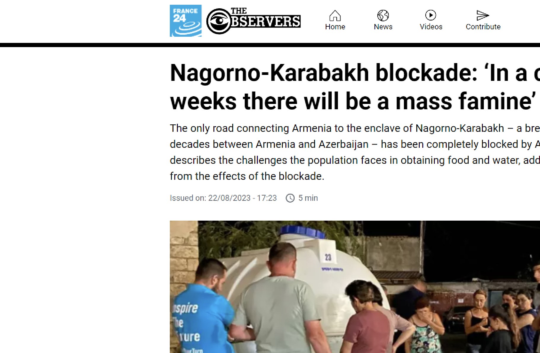 France 24: Nagorno-Karabakh blockade: ‘In a couple of weeks there will be a mass famine’