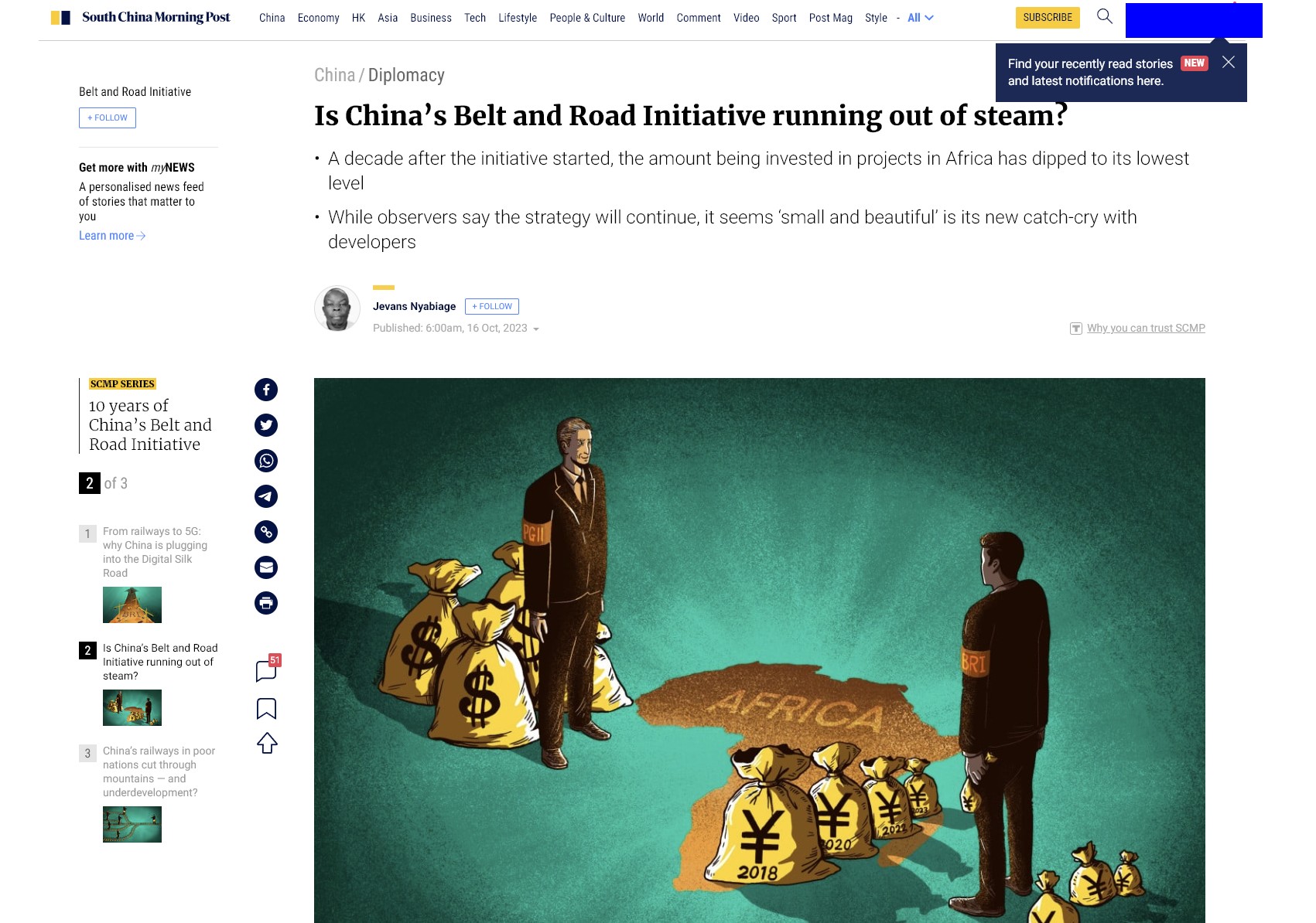South China Morning Post: Τελειώνει η πρωτοβουλία Belt and Road της Κίνας;