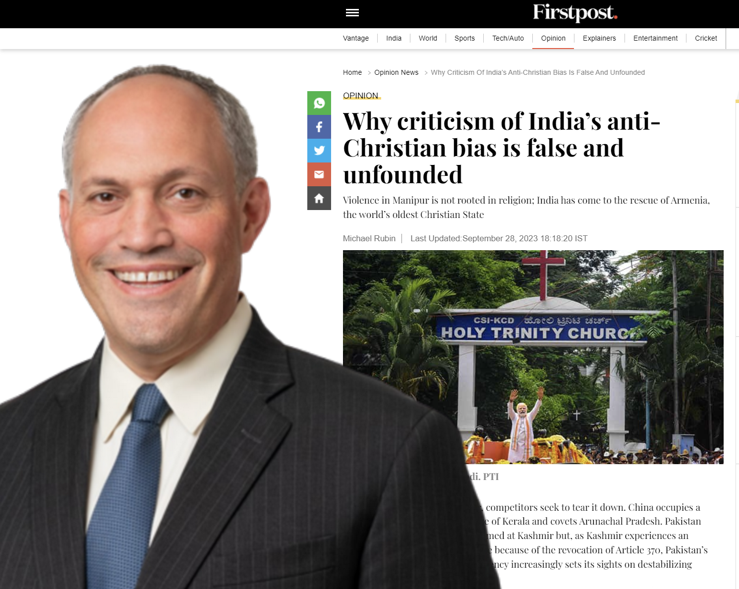Michael Rubin: Why Criticism of India’s Anti-Christian Bias Is False and Unfounded