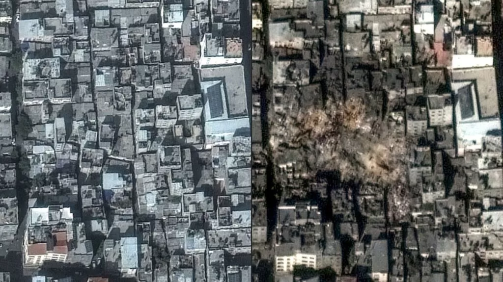 Γάζα: Εικόνες από δορυφόρο αποκαλύπτουν το μέγεθος της καταστροφής στη Τζαμπαλίγια