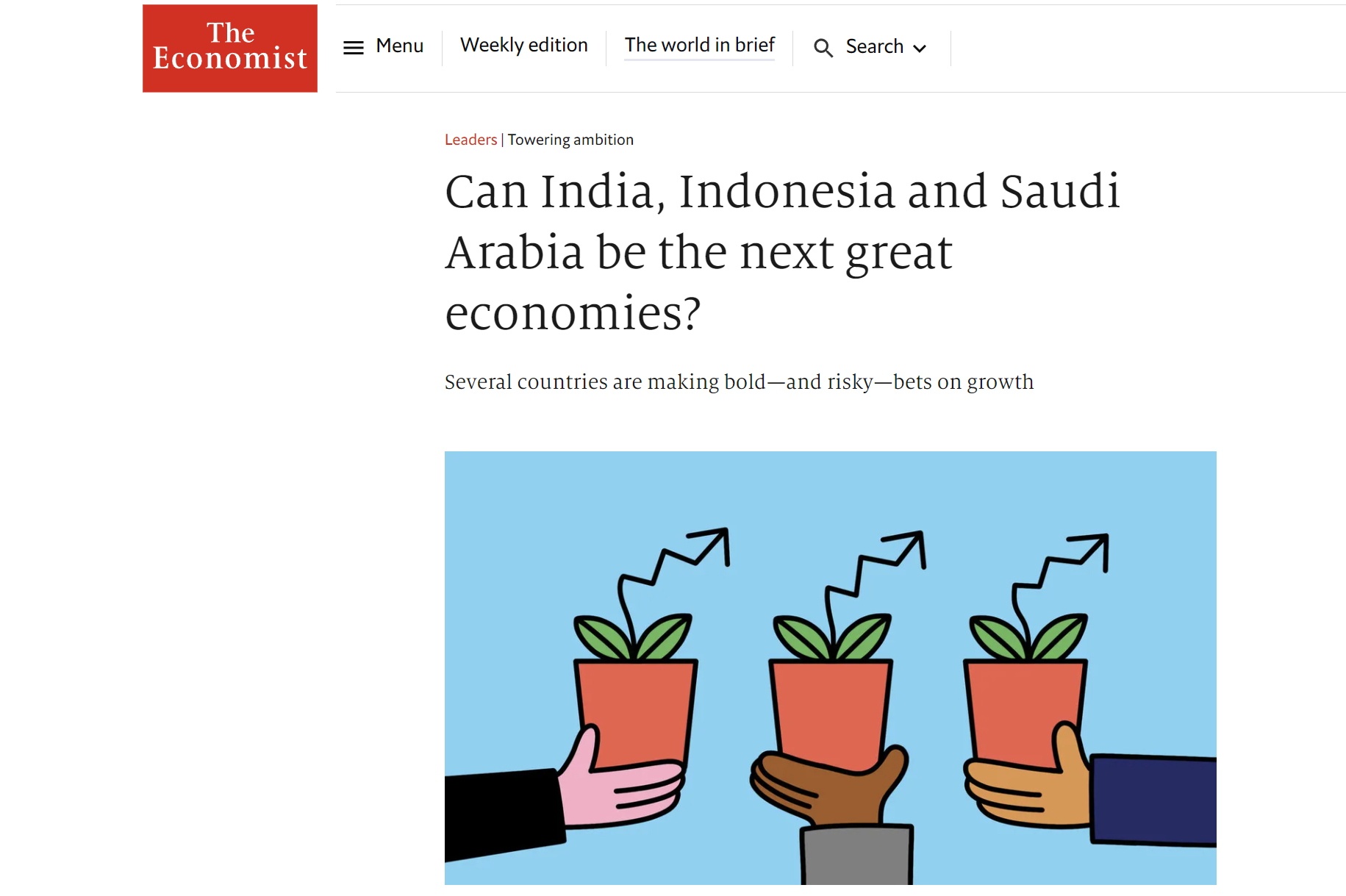 The Economist: Μπορούν η Ινδία, η Ινδονησία και η Σαουδική Αραβία να γίνουν οι επόμενες μεγάλες οικονομίες;