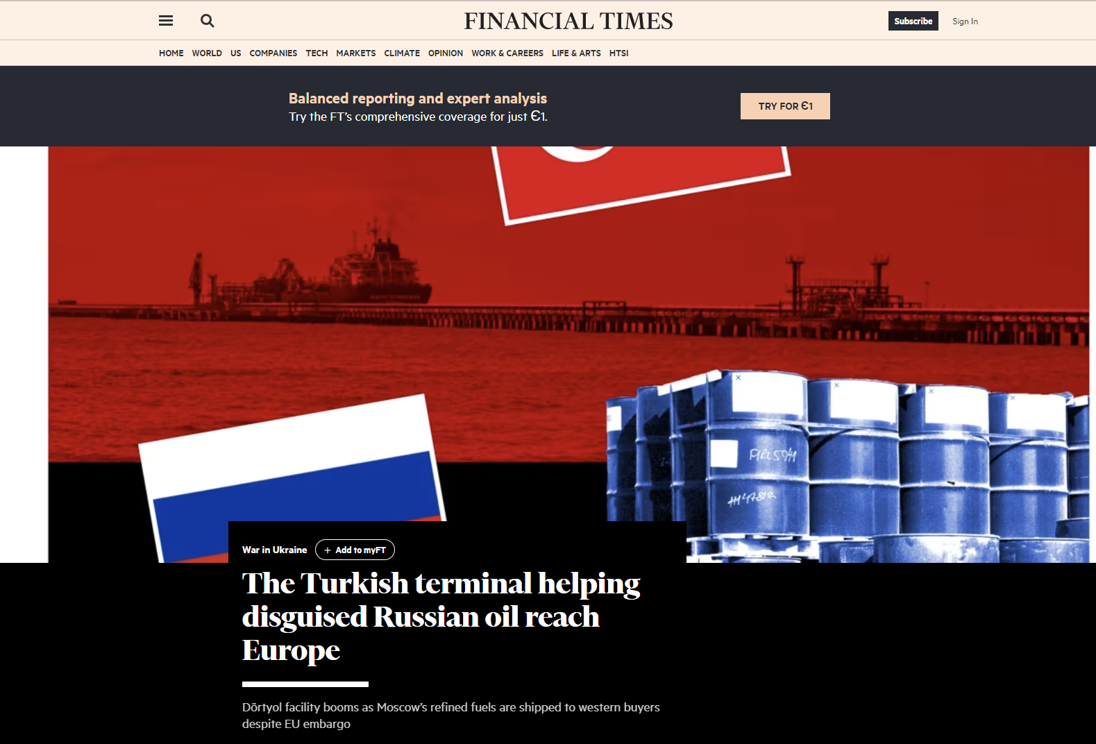 Financial Times: Ρωσικό πετρέλαιο φτάνει στην ΕΕ και στον αμερικανικό στρατό μέσω της Τουρκίας – Τα… ελληνικά χέρια