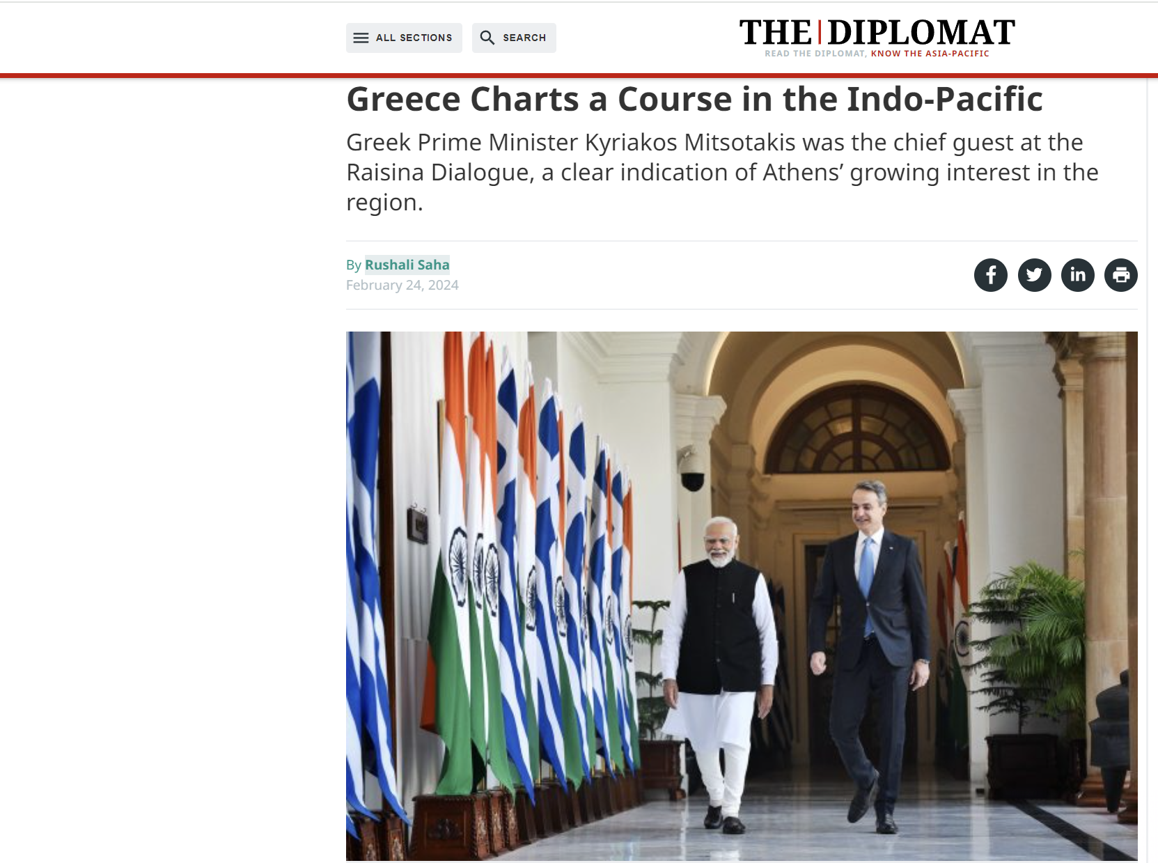 The Diplomat: Η Ελλάδα σχεδιάζει μια πορεία στον Ινδο-Ειρηνικό