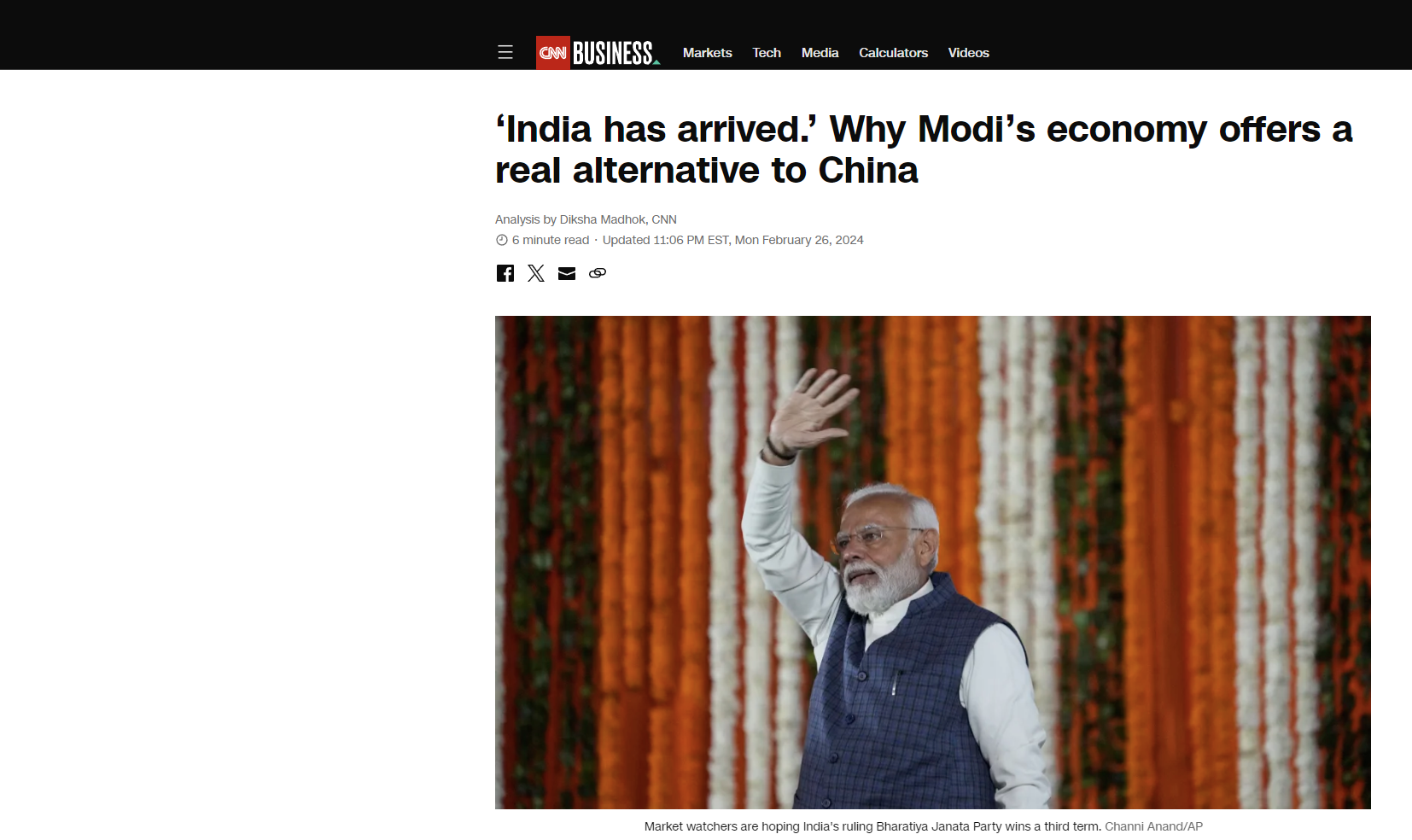 CNN: Η Ινδία έφτασε! Πως η οικονομία του Μόντι προσφέρει πραγματική εναλλακτική στην Κίνα