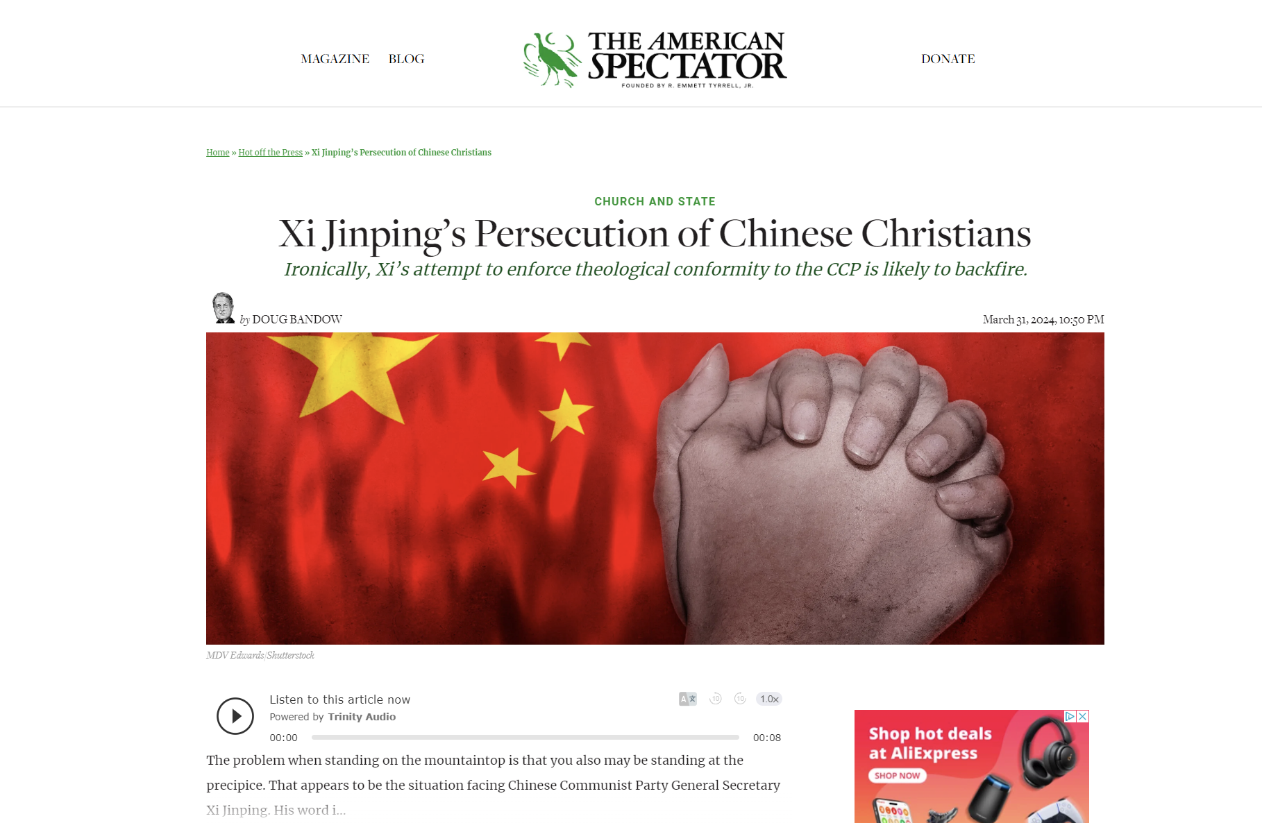 The American Spectator: Η δίωξη των Κινέζων Χριστιανών από τον Σι Τζιπίνγκ