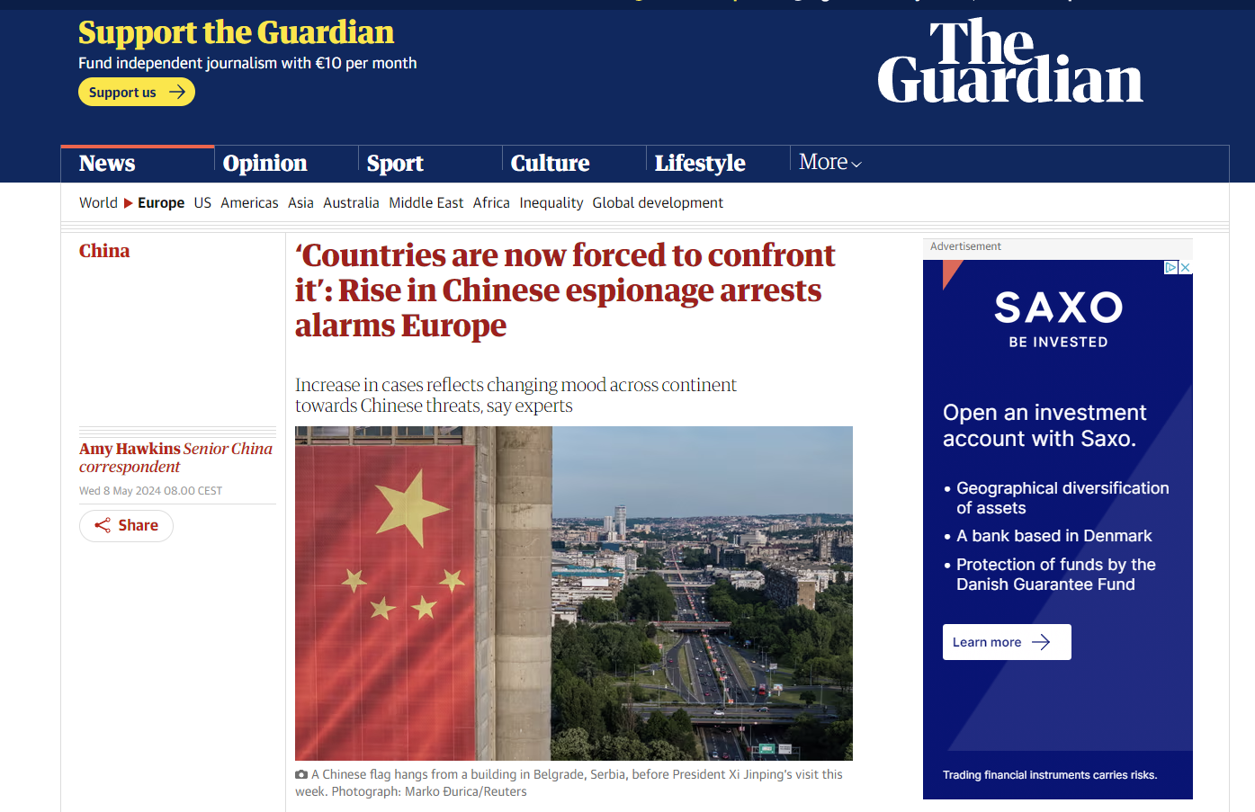 The Guardian: Μπλεγμένη σε βαθιά κρίση εμπιστοσύνης η Ευρώπη με την Κίνα λόγω κατασκοπείας! 