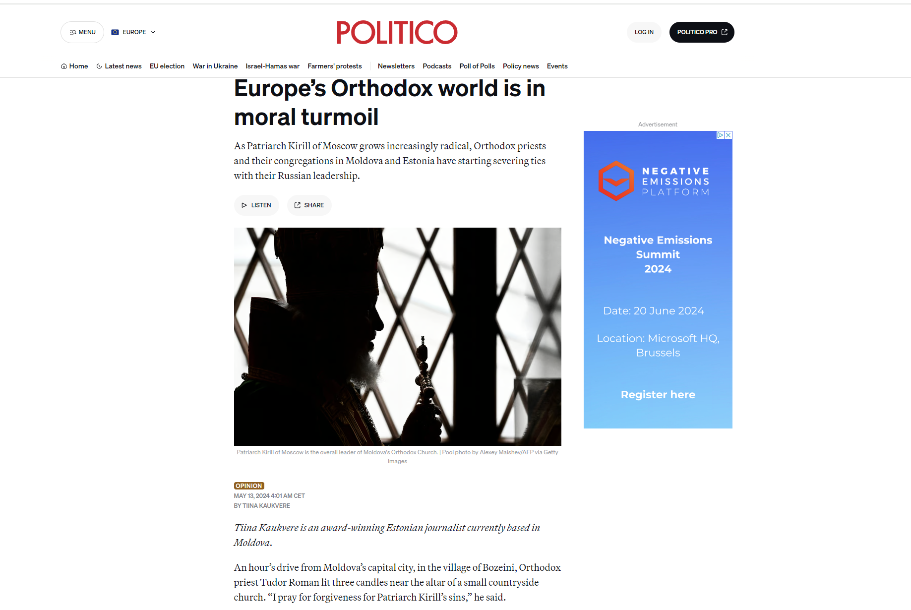 Politico: Ο ορθόδοξος κόσμος της Ευρώπης βρίσκεται σε ηθική αναταραχή