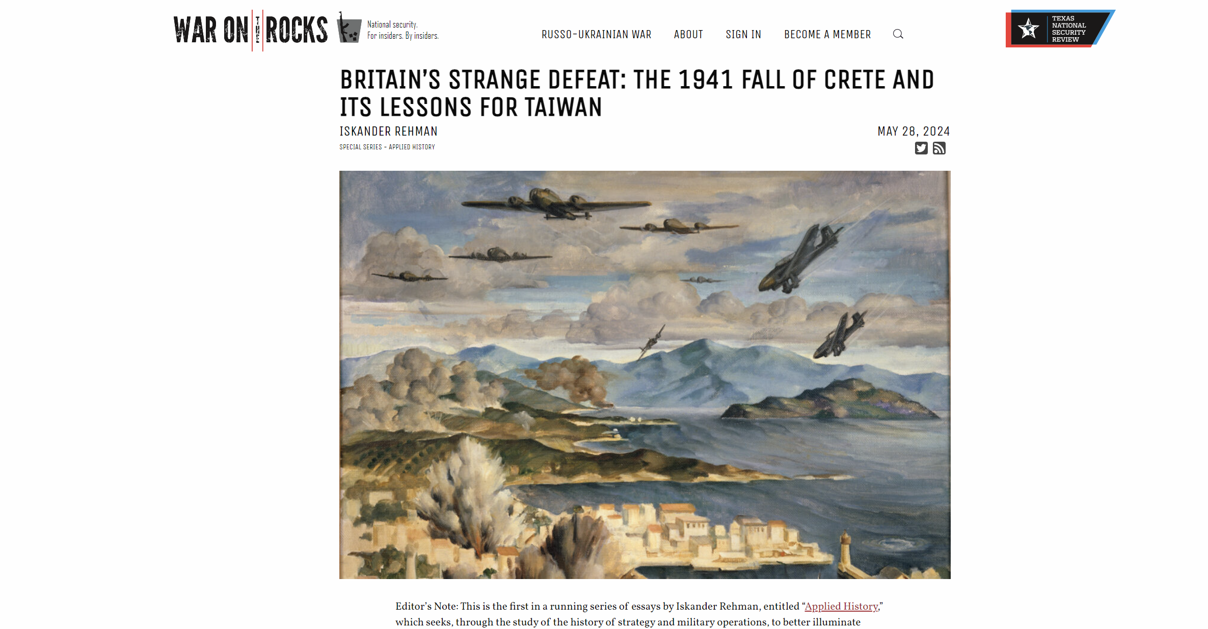 War On the Rocks: Οι Ηνωμένες Πολιτείες κινδυνεύουν να χάσουν την Ταϊβάν από την Κίνα, όπως οι Βρετανοί τη Μάχη της Κρήτης το 1941